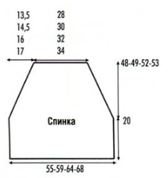 Вязание спицами. Выкройка накидки с рукавами. Размеры 40-42 (44-46; 48-50; 52-54) Вязание спицами. Выкройка накидки с рукавами. Размеры 40-42 (44-46; 48-50; 52-54)