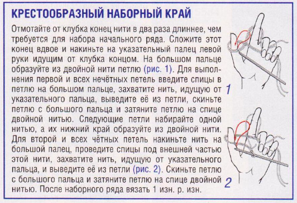 Вязание спицами. Крестообразный набор петель