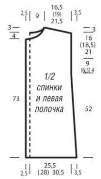 Вязание спицами. Выкройка женского прямого удлиненного жакета. Размеры: 36/38 (40/42) 44/46 Вязание спицами. Выкройка женского прямого удлиненного жакета. Размеры: 36/38 (40/42) 44/46