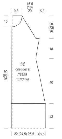 Вязание спицами. Выкройка длинного приталенного пальто с рукавами-реглан Вязание спицами. Выкройка длинного приталенного пальто с рукавами-реглан