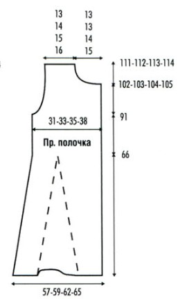 Вязание спицами. Выкройка длинного расклешенного от талии пальто