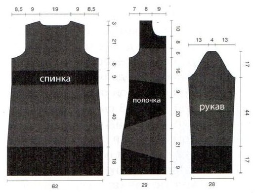 Вязание спицами. Выкройка женского вязанного пальто на пуговицах размер 42