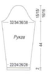 Вязание спицами. Выкройка женского расклешенного кардигана. Размеры: S/M/L/XL