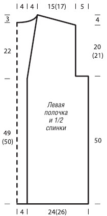 Вязание спицами. Выкройка женского прямого кардигана. Размеры: 36-40 (42-46)