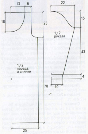 Вязание спицами. Выкройка прямого женского платья. Размеры: 38-40