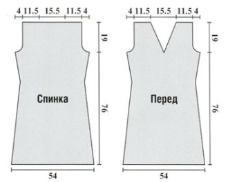 Вязание спицами. Выкройка приталенного платья c V вырезом. Размеры: 46