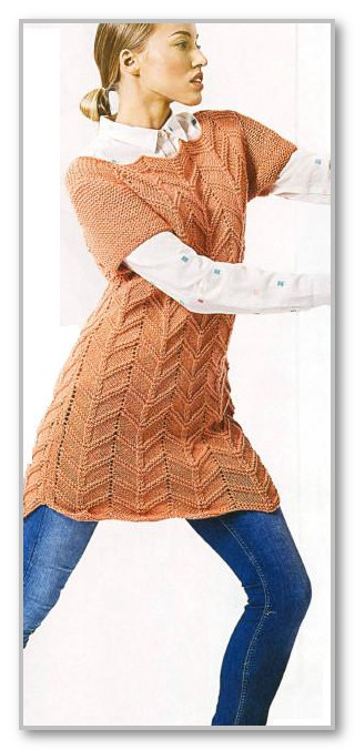 Туника с короткими рукавами и вырезом лодочка. Размеры: XS(S)M(L)XL(XXL)