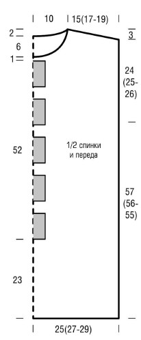 Вязание спицами. Выкройка прямого сарафана-туники. Размеры: 36/38 (40/42) 44/46
