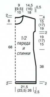 Вязание спицами. Выкройка прямой туники без рукавов. Размеры: 36/38 (40/42) 44/46 Вязание спицами. Выкройка прямой туники без рукавов. Размеры: 36/38 (40/42) 44/46