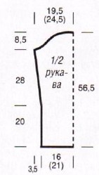 Вязание спицами. Выкройка пуловера-туники с круглым вырезом. Размеры: 38/40 (46/48)