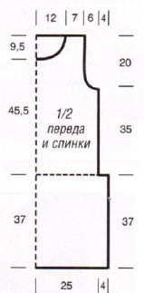 Вязание спицами. Выкройка мини-платье с пышными рукавами три четверти. Размеры: 40/42