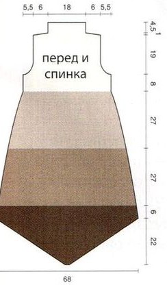 Вязание спицами. Выкройки вязанного платья без рукавов, размер 42