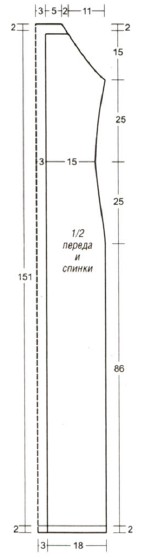 Вязание спицами. Выкройка длинного платья, размер 40 Вязание спицами. Выкройка длинного платья, размер 40