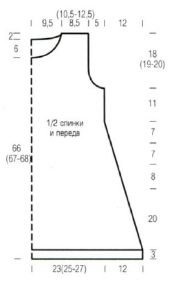 Вязание спицами. Выкройка платья, размер 36/38 (40/42) 44/46
