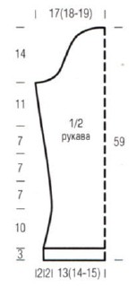 Вязание спицами. Выкройка короткого платья-пуловера, размер 36/38 (40/42) 44/46