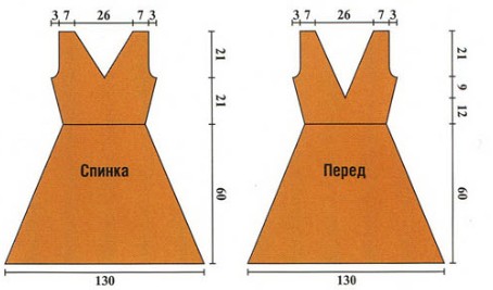 Вязание спицами. Выкройка сарафана, размер 46/48