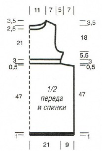 Вязание спицами. Выкройка женского платья, размер 38/40