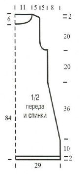 Вязание спицами. Выкройка женского платья, размер 44/46