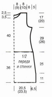 Вязание спицами. Выкройка платья с длинными рукавами. Размеры: 36/38 (40/42) Вязание спицами. Выкройка платья с длинными рукавами. Размеры: 36/38 (40/42)