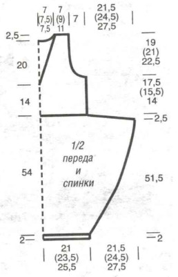 Вязание спицами. Выкройка женского платья-баллон. Размеры: 34/36 (38/40) 42/44 Вязание спицами. Выкройка женского платья-баллон. Размеры: 34/36 (38/40) 42/44
