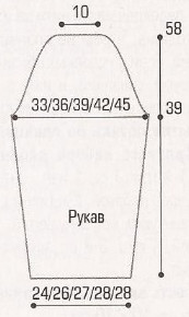 Вязание спицами. Выкройка женского жакета. Размер: 34-36/38-40/42-44/46-48/50-52