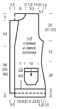 Вязание спицами. Выкройка женского пиджака с карманами и лацканами. Размер: 36/38 (40/42 - 44/46) Вязание спицами. Выкройка женского пиджака с карманами и лацканами. Размер: 36/38 (40/42 - 44/46)