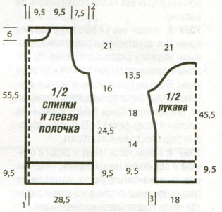 Вязание спицами. Выкройка женского удлиненного жакета. Размер: 42-44