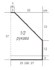 Вязание спицами. Выкройка женского короткого жакета с рукавами-реглан. Размеры: 36 (38/40) 42 Вязание спицами. Выкройка женского короткого жакета с рукавами-реглан. Размеры: 36 (38/40) 42