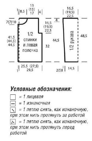 Вязание спицами. Выкройка короткого прямого жакета и схема рельефного узора соты