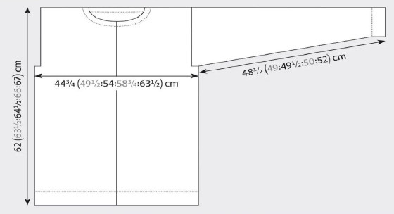 Вязание спицами. Выкройка прямого жакета. Размеры: XS (S, M, L, XL) Вязание спицами. Выкройка прямого жакета. Размеры: XS (S, M, L, XL)