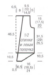 Вязание спицами. Выкройка короткого жакета на завязках. Размеры: 36-38 (40/42) 44/46
