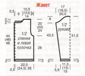 Вязание спицами. Выкройка женского спортивный жакет с капюшоном. Размеры: 36/38 (40) 42/44 Вязание спицами. Выкройка женского спортивный жакет с капюшоном. Размеры: 36/38 (40) 42/44