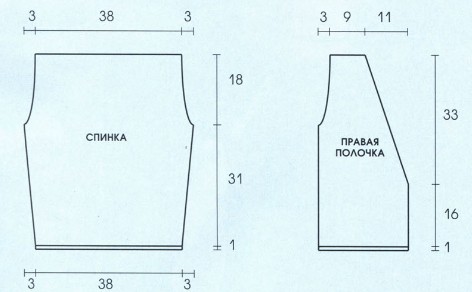 Вязание спицами. Выкройка женского короткого жакета с глубоким V-вырезом. Размеры: 38 Вязание спицами. Выкройка женского короткого жакета с глубоким V-вырезом. Размеры: 38