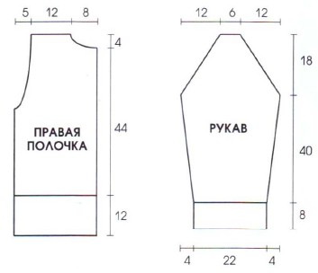 Вязание спицами. Выкройка короткого женского жакета. Размеры: 42 Вязание спицами. Выкройка короткого женского жакета. Размеры: 42