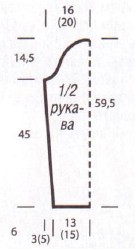 Вязание спицами. Выкройка женского жакета с V-вырезом. Размеры: 36/38 (44/46)