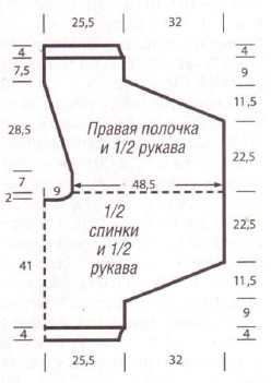 Вязание спицами. Выкройка женского цельновязанного жакета. Размеры: 38 - 42