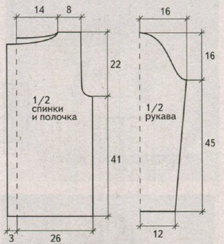 Вязание спицами. Выкройка женского жакета. Размер: 38
