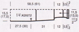 Вязание спицами. Выкройка цельновязанного женского жакета-болеро поперечной вязки. Размеры: 36/38 (40/42)