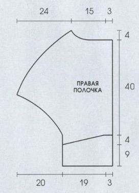 Вязание спицами. Выкройка женского жакета кимоно. Размеры: 38