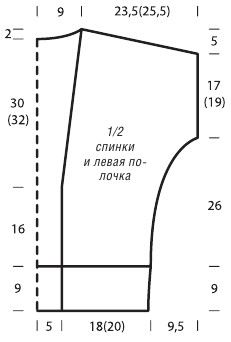 Вязание спицами. Выкройка женского жакета с рукавами-манжетами. Размер: 36/38 (40/42)