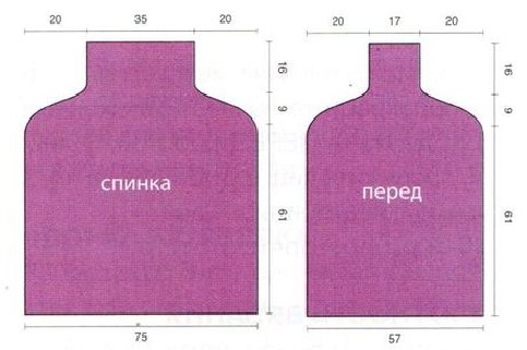 Вязание спицами. Выкройка пончо со шлицами для рук и высоким воротником