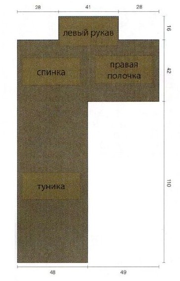 Вязание спицами. Выкройка пончо-накидки с накладным карманом