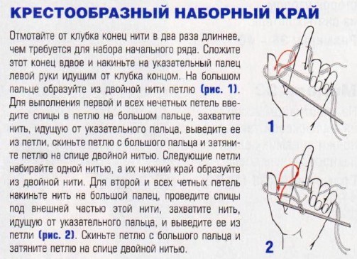 Вязание спицами. Крестообразный наборный край