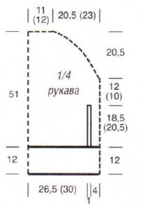 Вязание спицами. Выкройка пончо с капюшоном и разрезами для рук. Размеры 36-40 (42-46)