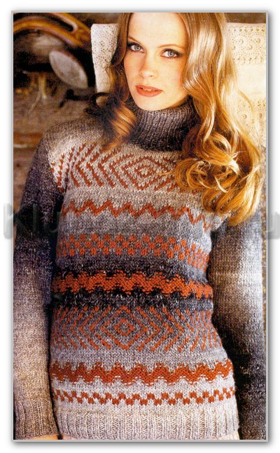Вязание спицами. Свитер с жаккардовым узором. Размеры: XS(S)M(L)XL(XXL) Вязание спицами. Свитер с жаккардовым узором. Размеры: XS(S)M(L)XL(XXL)