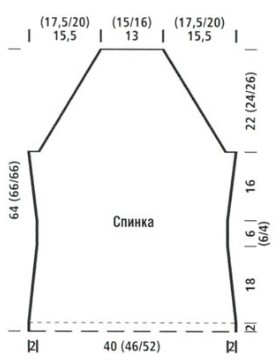 Вязание спицами. Выкройка женского пуловера с вырезом лодочка и короткими рукавами-реглан. Размеры: 44 (50; 56) Вязание спицами. Выкройка женского пуловера с вырезом лодочка и короткими рукавами-реглан. Размеры: 44 (50; 56)