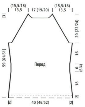 Вязание спицами. Выкройка женского пуловера с вырезом лодочка и короткими рукавами-реглан. Размеры: 44 (50; 56) Вязание спицами. Выкройка женского пуловера с вырезом лодочка и короткими рукавами-реглан. Размеры: 44 (50; 56)