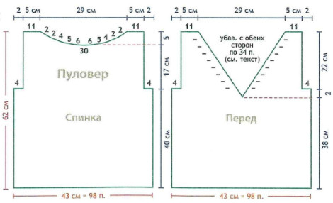 Вязание спицами. Выкройка женской юбки и пуловера с V-вырезом . Размеры: 42 Вязание спицами. Выкройка женской юбки и пуловера с V-вырезом . Размеры: 42