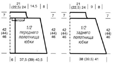 Вязание спицами. Выкройка вязанной юбки, размеры 36-44
