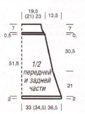 Вязание спицами. Выкройка юбки-колокол, размеры 38-46